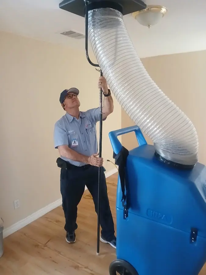 Mini Split Installation technician using HEPA equipment in Westwego
